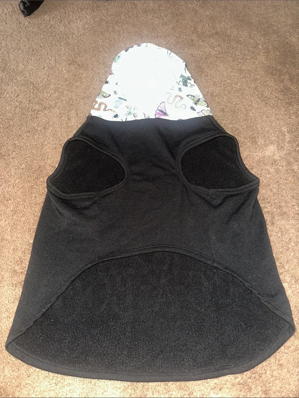 Vibrant Dog Hooded Vest - Black with White Multicolor Hood
